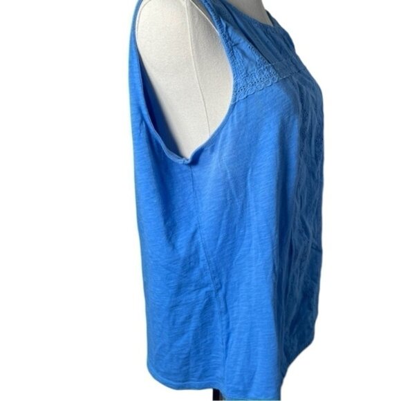 Rafaella XXL Tank Top Floral Sleeveless Shirts Blue Spring Summer Lightweight 2x - Picture 4 of 8